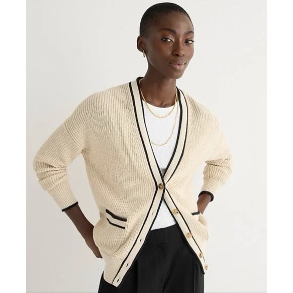 J. Crew Sweaters - J. Crew Cream Cotton-blend bouclé V-neck cardigan sweater